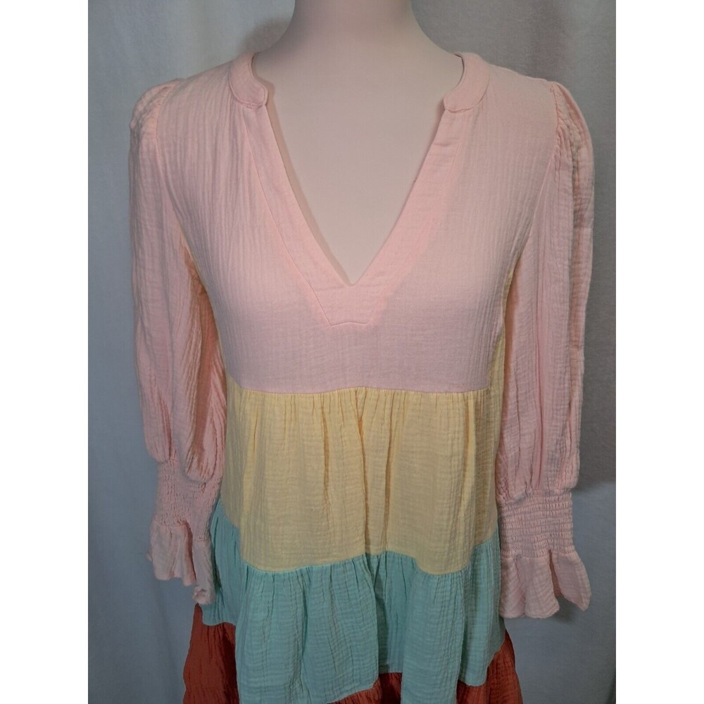 Tuckernuck Pomander Place Kenzo Tiered Crepe Colorblock Mini Dress Size XS - Picture 3 of 12